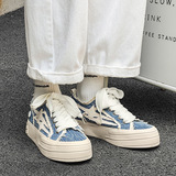 新款情侣鞋星星厚底板鞋学生小白鞋潮侣帆布鞋XZ517-1XZ130P65，男鞋休闲鞋，星座517-1