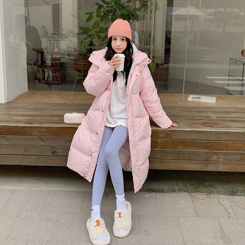 石墨烯蓄热MM明摩中戏羽绒服女长款过膝加厚宽松学生大码外套