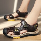 牛皮百防滑耐磨软底搭户外沙滩鞋 新款 子男 男真皮2025夏季 包头凉鞋