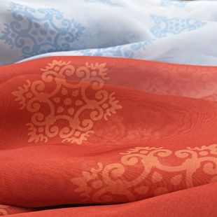 原创30D天丝雪纺唐风印花团花雪花纹襦裙马面抹胸汉服布料面料