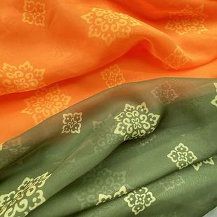 原创30D雪纺唐风团花宝相花纹马面襦裙抹胸纱巾汉服古风布料面料