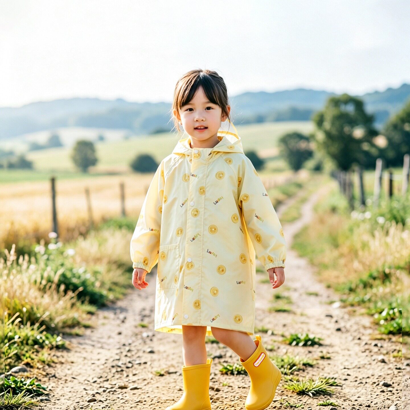 宝宝儿童雨衣幼儿园男女童岁可爱圆点印花雨披轻薄防水带书包位