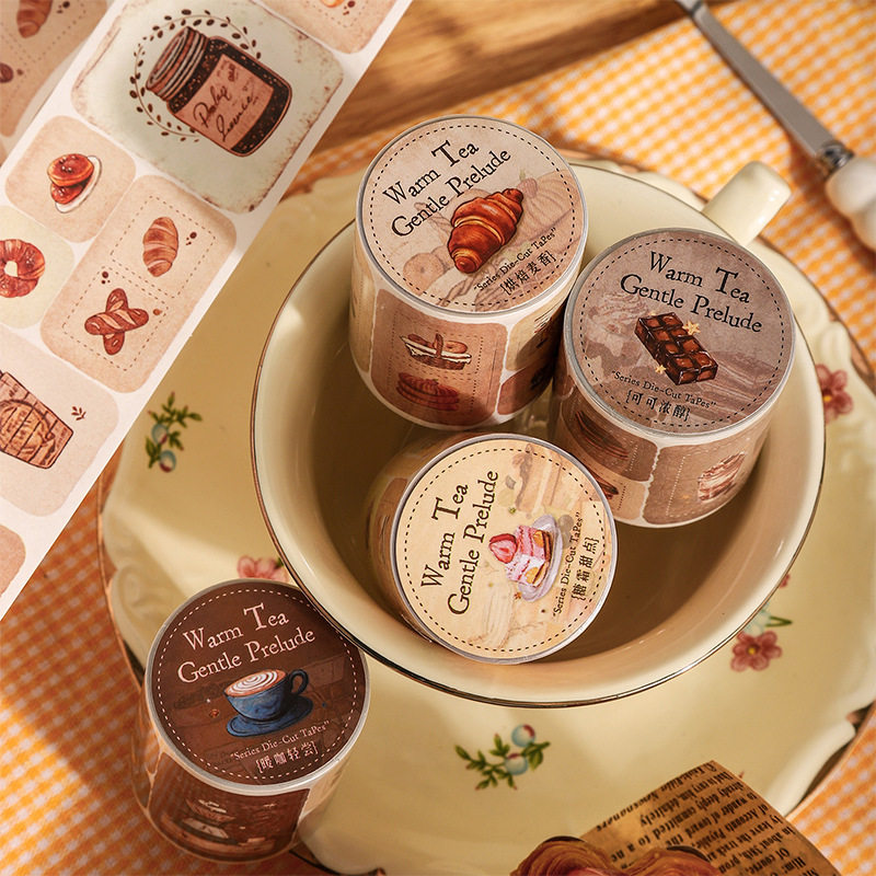 暖茶轻序系列模切胶带 文艺复古喫茶烘焙主题手帐打底DIY素材贴画,文具电教/文化用品/商务用品,和纸胶带,淘宝优惠券,粉丝福利购,淘宝优惠卷