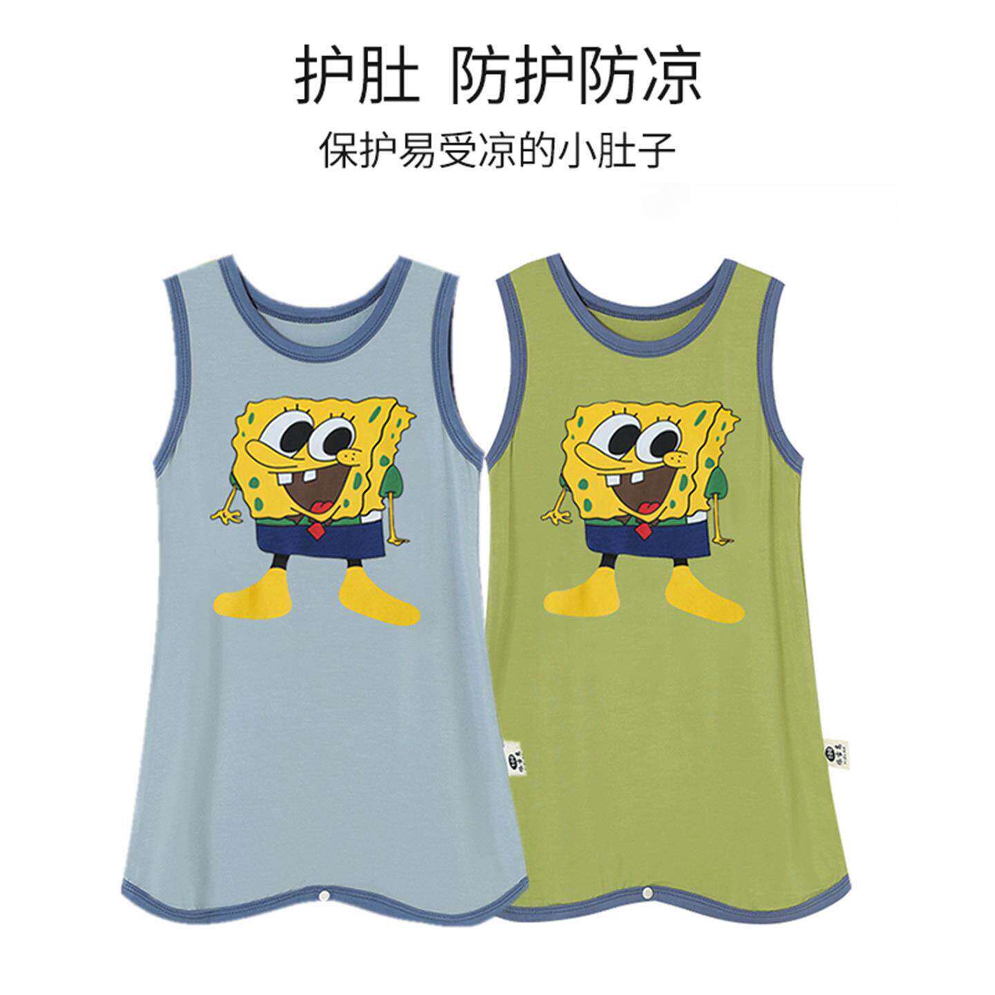 男童莫代尔连体睡衣儿童夏季无袖防踢被睡袋女宝宝空调家居服睡裙