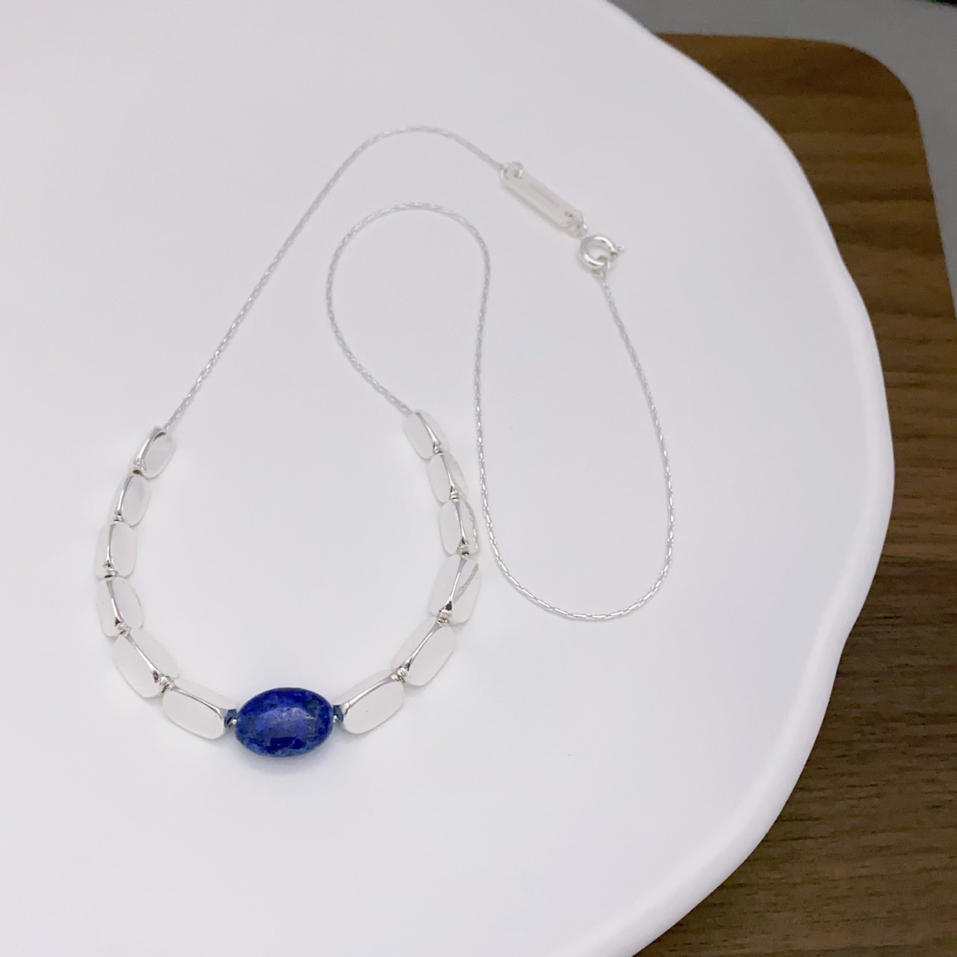 日本品质欧美新款小众设计高级感冷淡风立方块椭圆青金石串珠个性