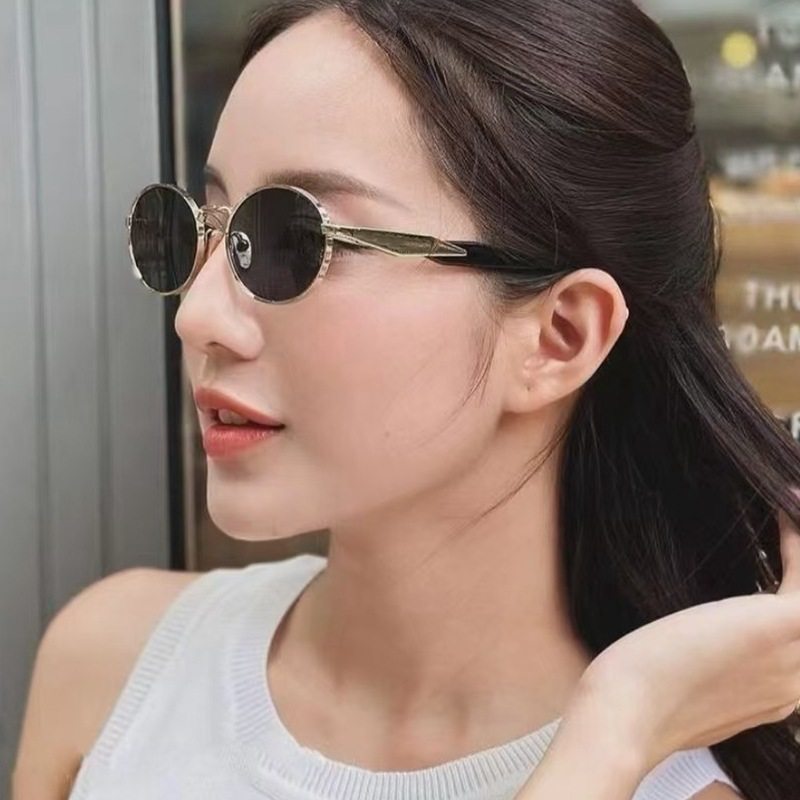 日本品质大牌国际风眼镜时尚圆形墨镜男女款金属框高级感防晒素颜