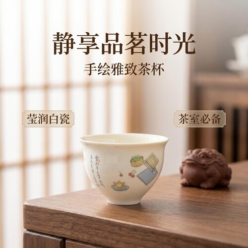 新款文创陶瓷茶杯主人杯单杯家用功夫茶具品茗杯个人专用喝茶杯子