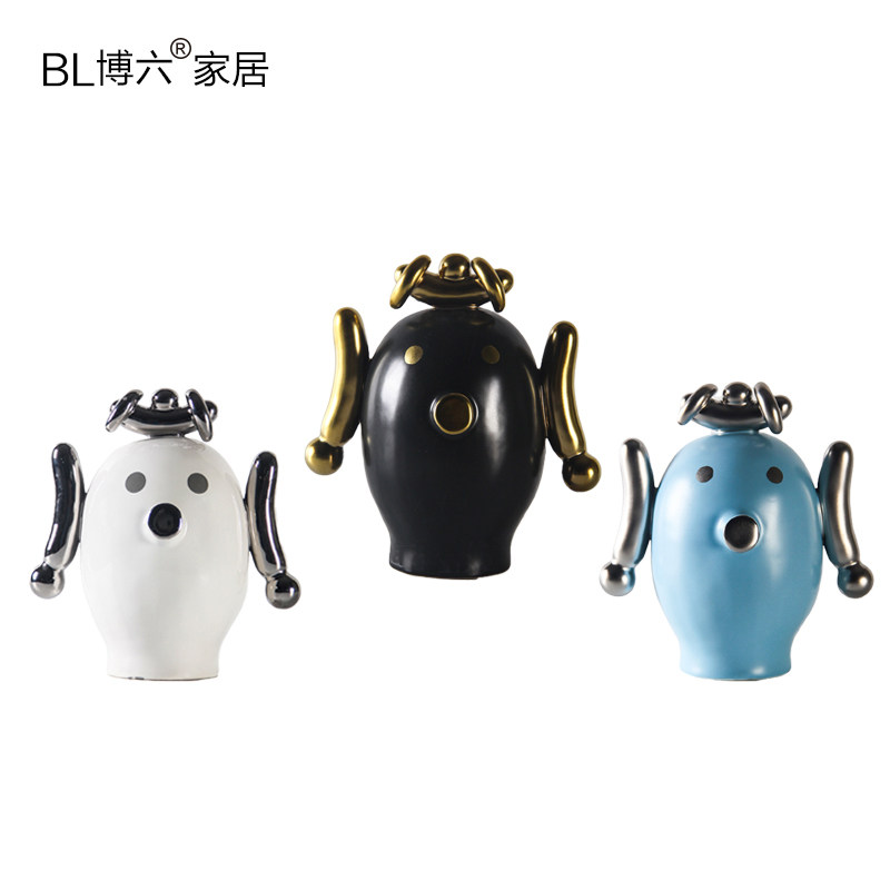 简约现代创意抽象陶瓷卡通人偶摆件样板房间儿童房书房玄关装饰品