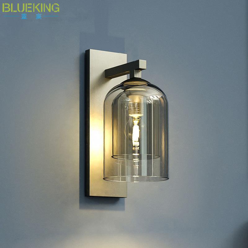 简约工业风走廊双层玻璃罩壁灯客厅装饰照明灯具设计师灯饰中山市