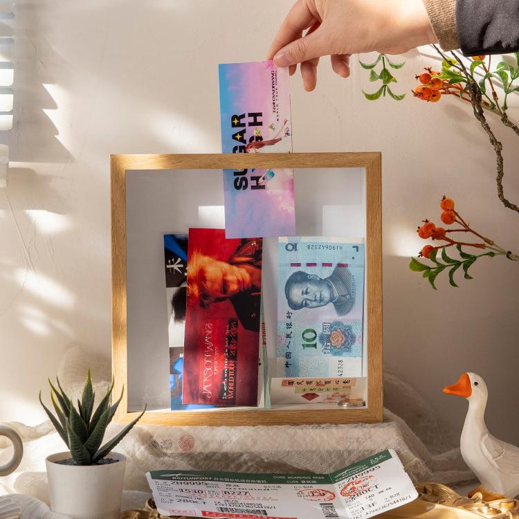 收纳相框硬币纪念纸币收藏框演唱会门票电影票旅行立体中空相框
