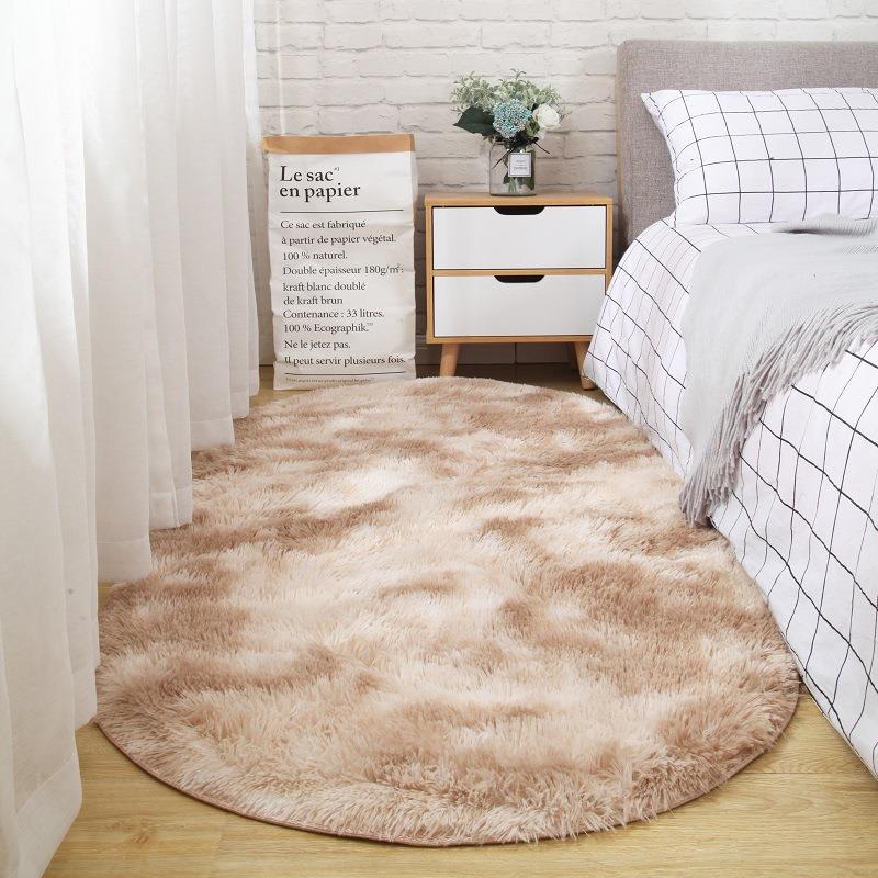 地毯椭圆形纯色客厅茶几毯拍照摄影绒面不掉毛地垫长毛垫子