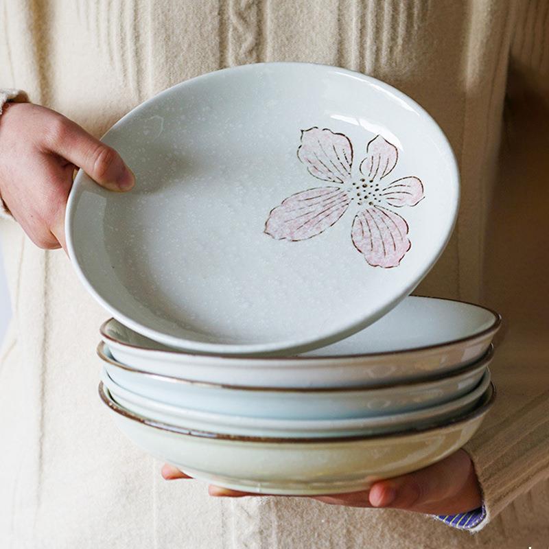 西田木雨日式陶瓷餐具菜盘餐盘水果点心盘8寸饭盘圆形盘子托盘