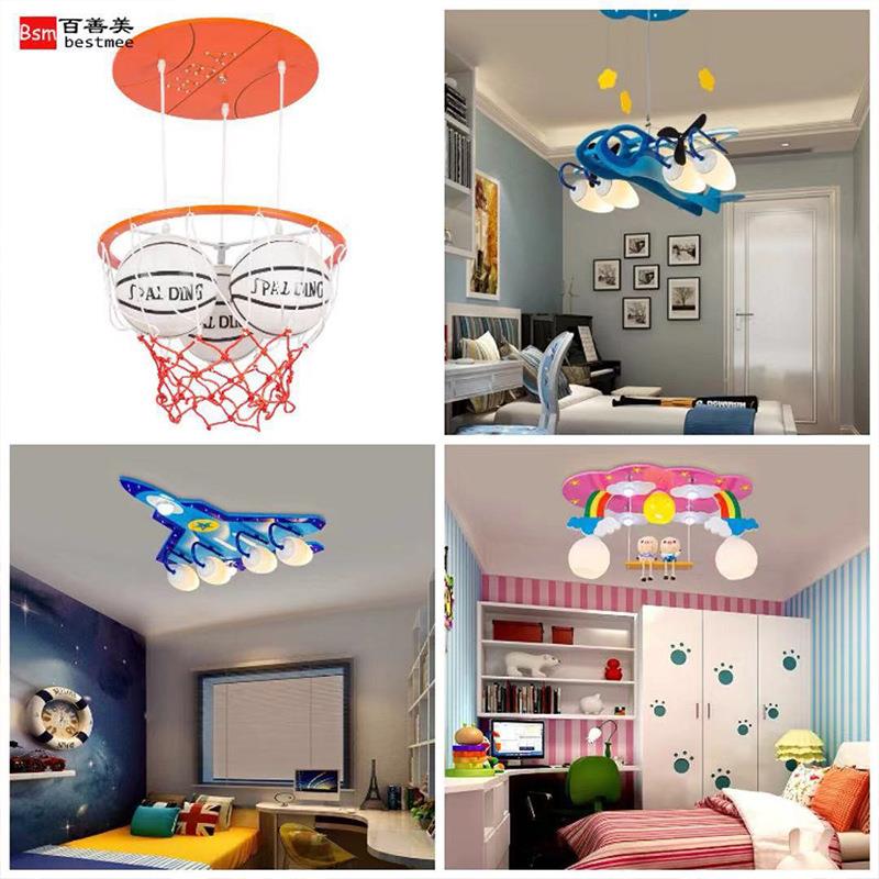 现代简约儿童房吊灯创意个性篮球灯幼儿园男孩卡通灯儿童卧室灯具