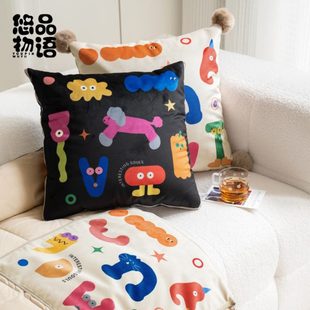 空调 涂鸦风抱枕被子两用可爱趣味枕头毯子二合一车载午休家用夏季