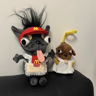 日本呆萌吉娃娃玩偶挂件抽象公仔可爱搞怪黑色小狗毛绒玩具礼物