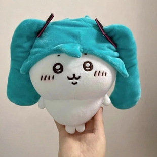 日本正版合体初音未来fufu卡哇毛绒公仔玩具玩偶自嘲熊小脚娃娃