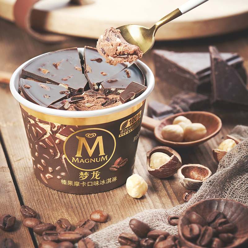 和路雪梦龙新品白巧克力捏捏敲敲杯榛果摩卡香草冰淇淋雪糕包邮批