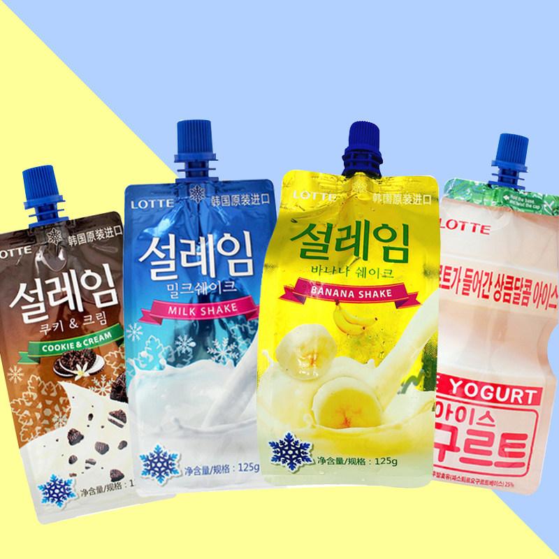 韩国进口乐天雪来淋多味126g雪糕冰沙吸吸冰奶油曲奇味冰激凌125g