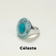 Céleste 宽面镶嵌绿松石戒指女新中式 轻奢高级感气质食指戒指环