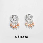 Céleste 远古印记系列原创设计螺化石纹理珍珠耳环女高级感耳钉