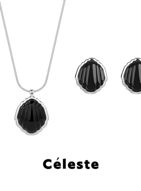 Céleste小众层叠黑曜石项链女
