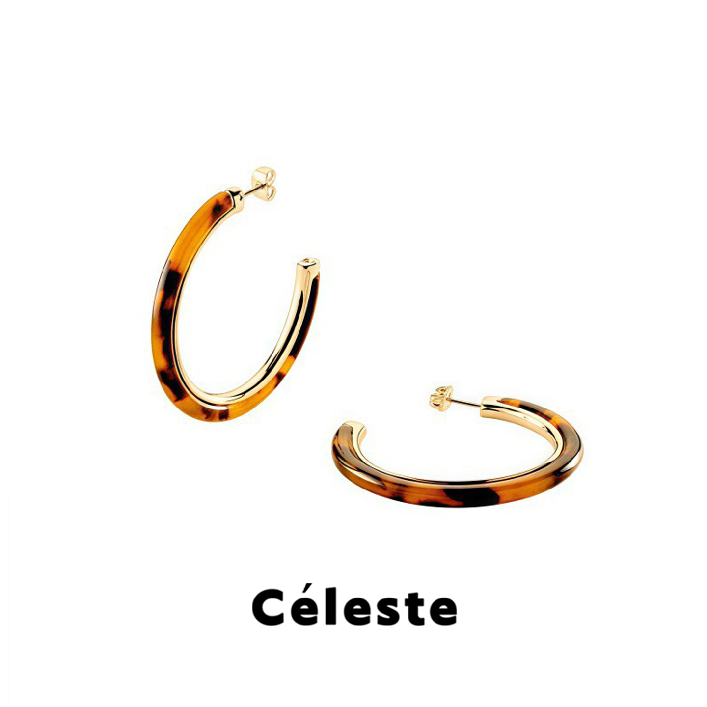 Céleste玳瑁色豹纹素圈耳环女