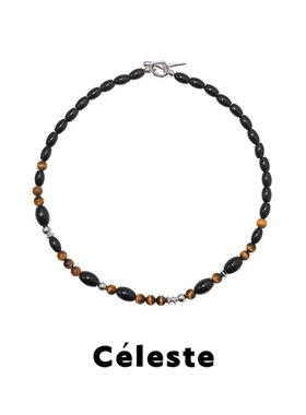 Céleste虎眼石串珠项链女