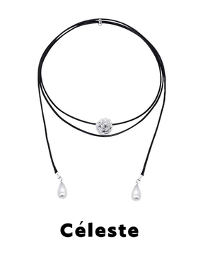 Céleste克拉球蜡绳皮绳项链女