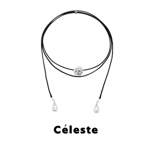 Céleste 克拉球蜡绳皮绳项链女小众设计叠戴长毛衣链 赵露思同款