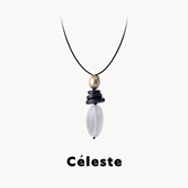 Céleste 不规则檀木吊坠项链女轻奢高级感个性 百搭皮绳长毛衣链