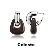 Céleste 豆豆同款 天然黑檀木耳环小众独立设计复古S925银针耳钉