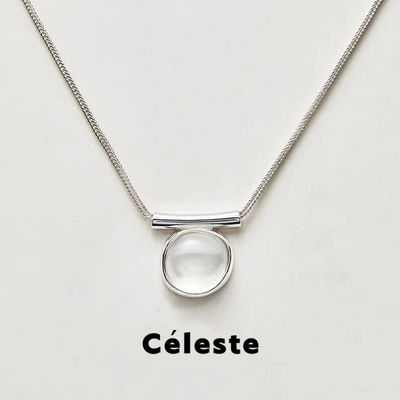 Céleste透明方形水晶吊坠项链女