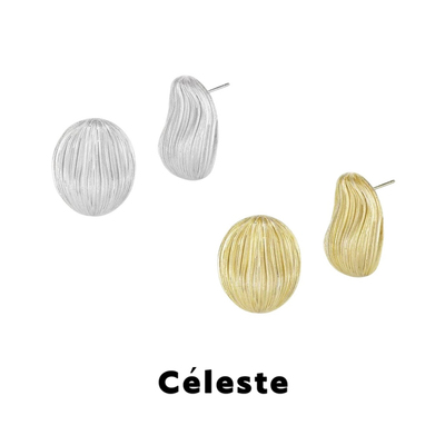 Céleste圆形缚光拉丝金属耳环女