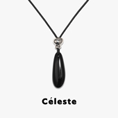 Céleste 新款 黑玛瑙吊坠长项链女小众设计高级感皮绳水滴毛衣链