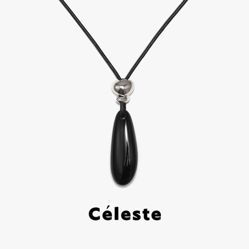 Céleste新款黑玛瑙吊坠项链女