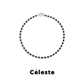 Céleste 新款 拉丝黑檀木串珠项链女小众设计银球拼接气质锁骨链