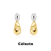 Céleste 金色vintage两戴拼色水滴耳钉女小众设计高级感百搭耳环