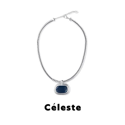 Céleste液态珐琅椭圆吊坠项链女