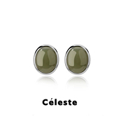 小众设计椭圆东陵玉耳环女新中式 Céleste 法式 复古高级感耳钉