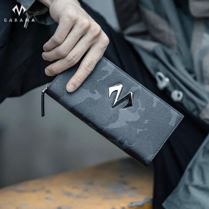 新款 babama2020迷彩长款钱包男士潮牌时尚拉链潮流青年个性手包