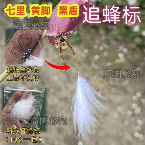 马蜂追蜂标金环黑盾超白黄脚新款乳白色黄白黑尾羽毛无人机标马