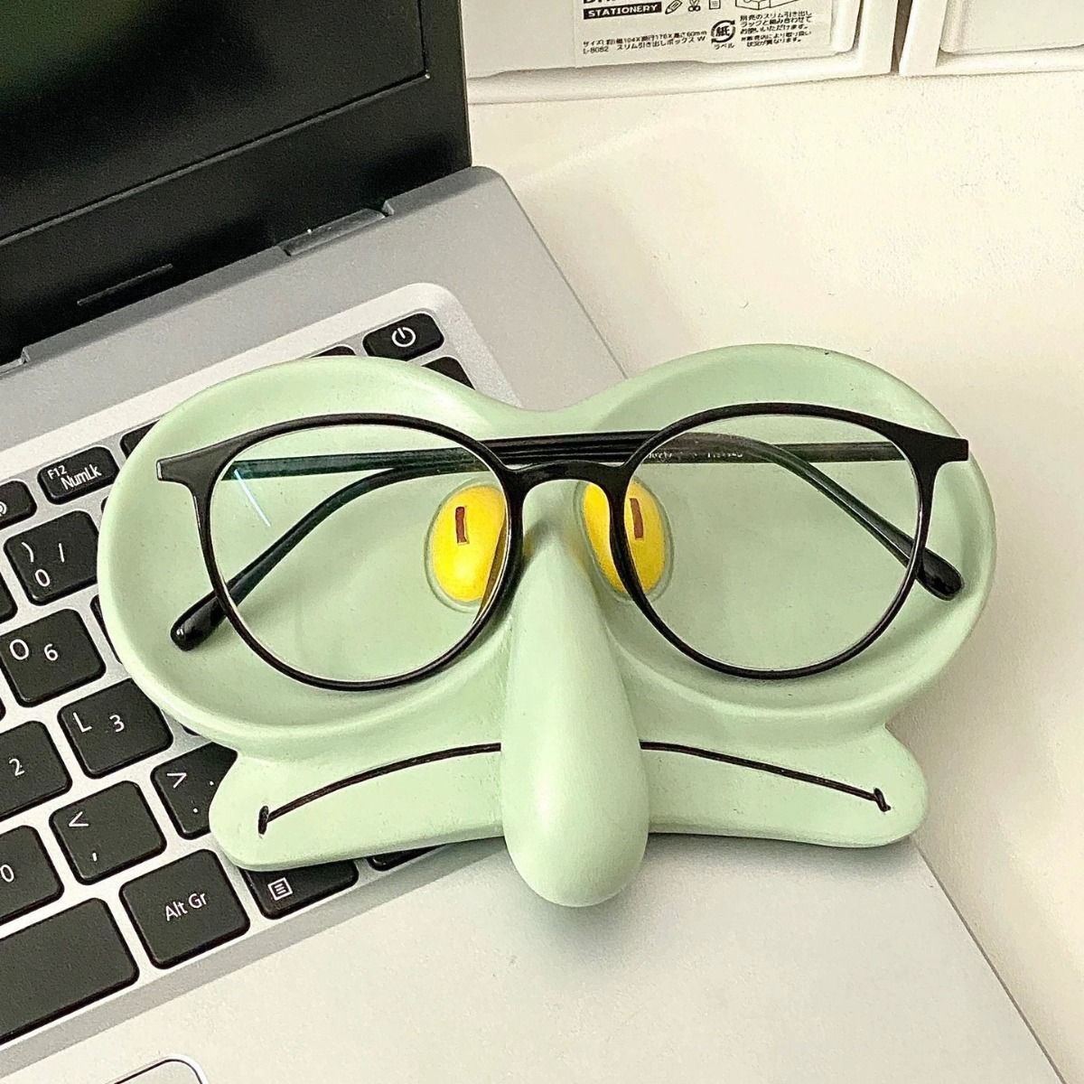 网红卡通章鱼哥眼镜架创意收纳树脂家用摆件房间床头章鱼哥首饰盒