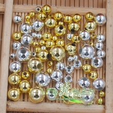 DIY手工配件不掉皮金色 银色仿珍珠4-10mm串珠散珠子手缝隔珠材料