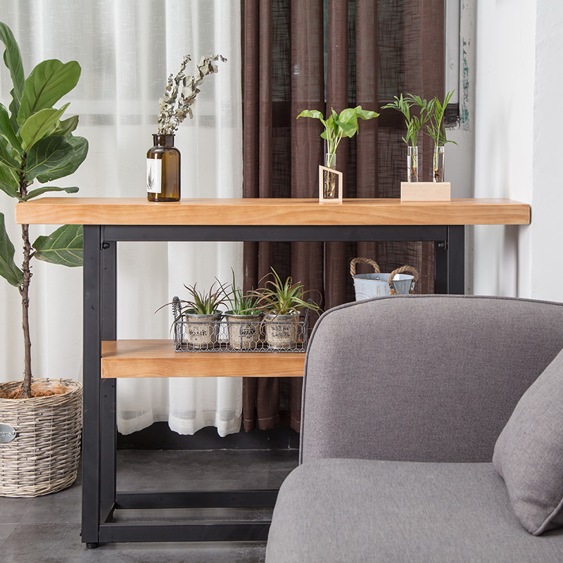 美式复古实木铁艺玄关台餐边桌中式条几案台供桌墙边长条窄边桌子在类目 商业/办公家具, 办公家具, 办公桌, 办公电脑桌中 - 来自Buy2taobao.com提供专业的淘宝代购服务