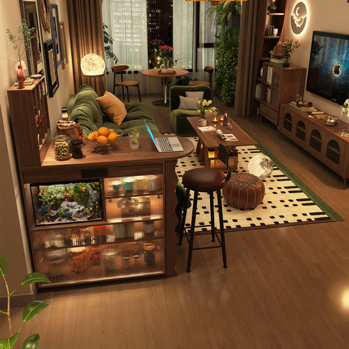 全实木吧台多功能小户型