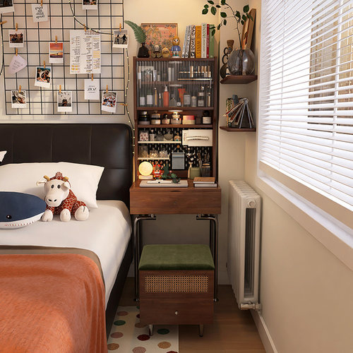 复古风全实木梳妆台小户型省空间