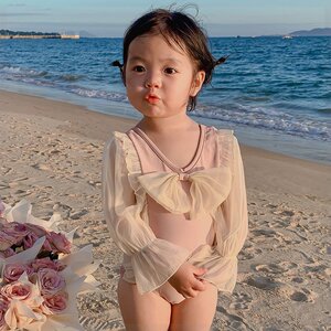 女童韩系泳衣夏季2024新款婴儿儿童游泳衣洋气公主宝宝连体泳装中