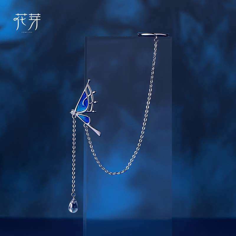 国风伶人梦蝶耳挂女古风小众高级感耳饰耳骨夹耳钉2022年新款