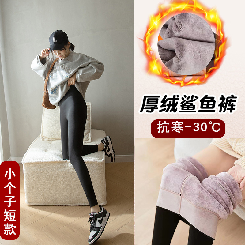 小个子大码鲨裤秋冬加绒加厚裤女打底裤高腰高弹保暖芭比裤