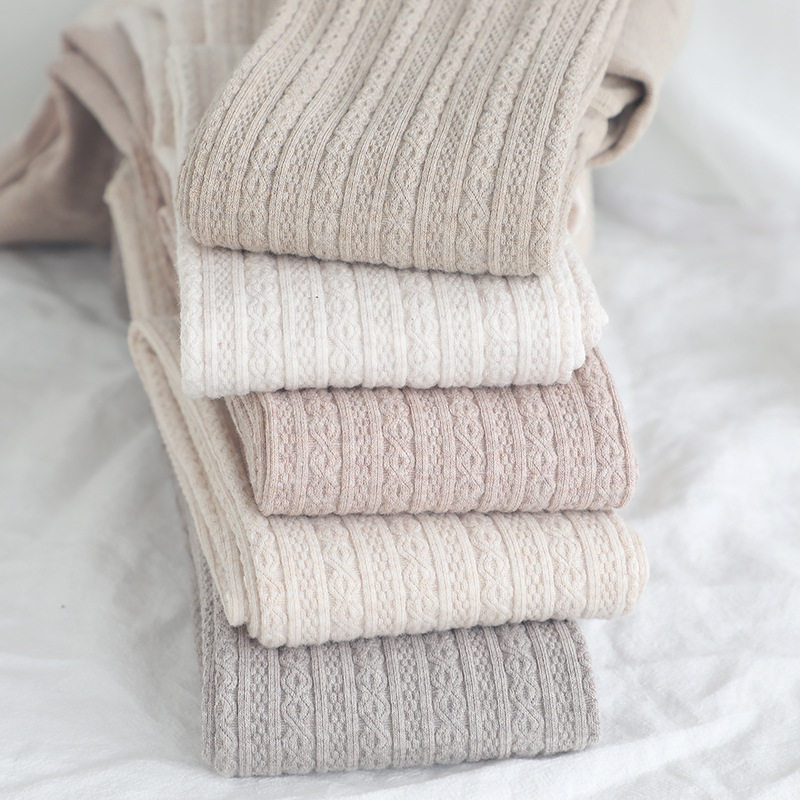 打底袜女春秋冬季薄款麻花螺纹中厚连裤袜日系燕麦白米色打底裤